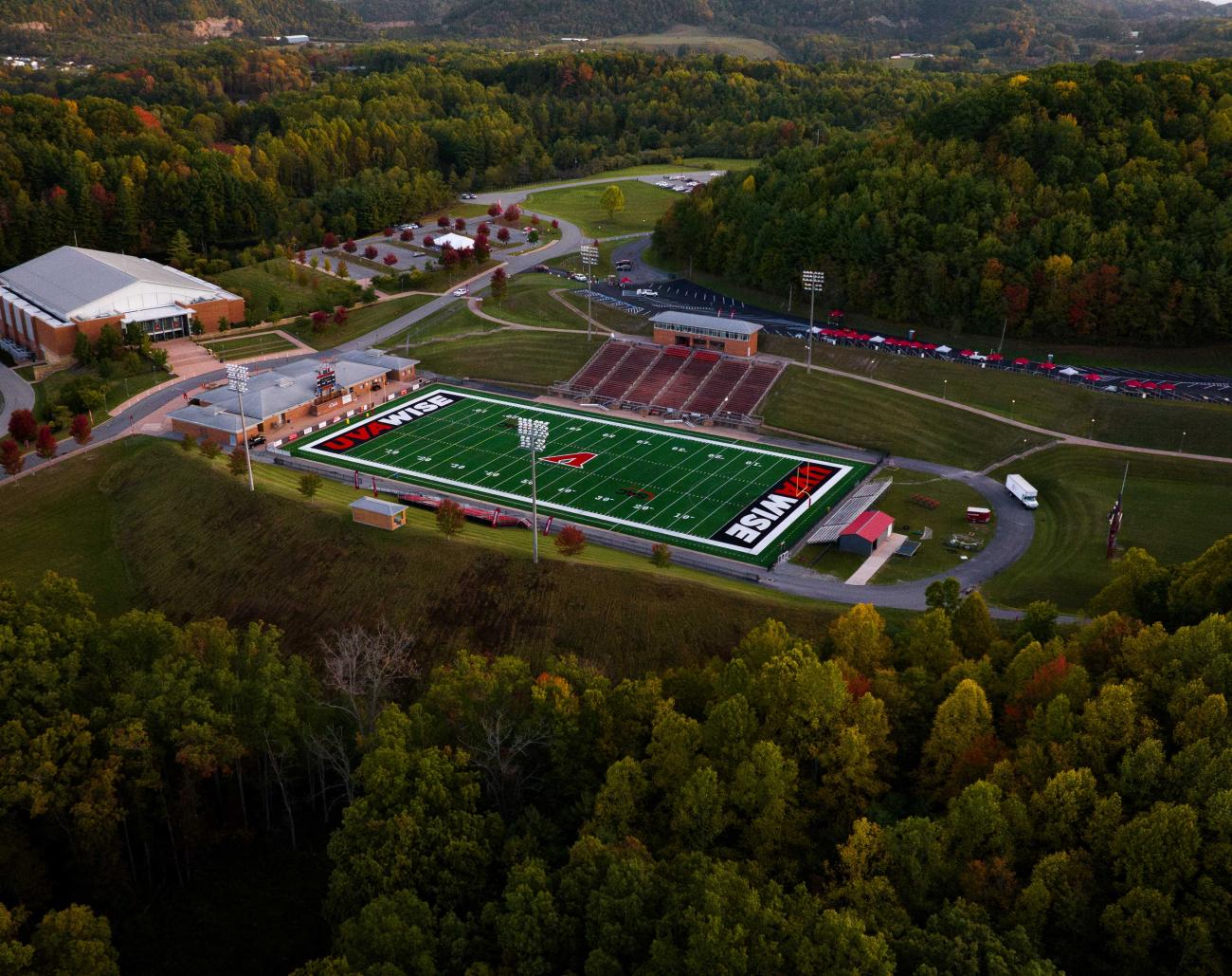 View of Convocation Center and football field