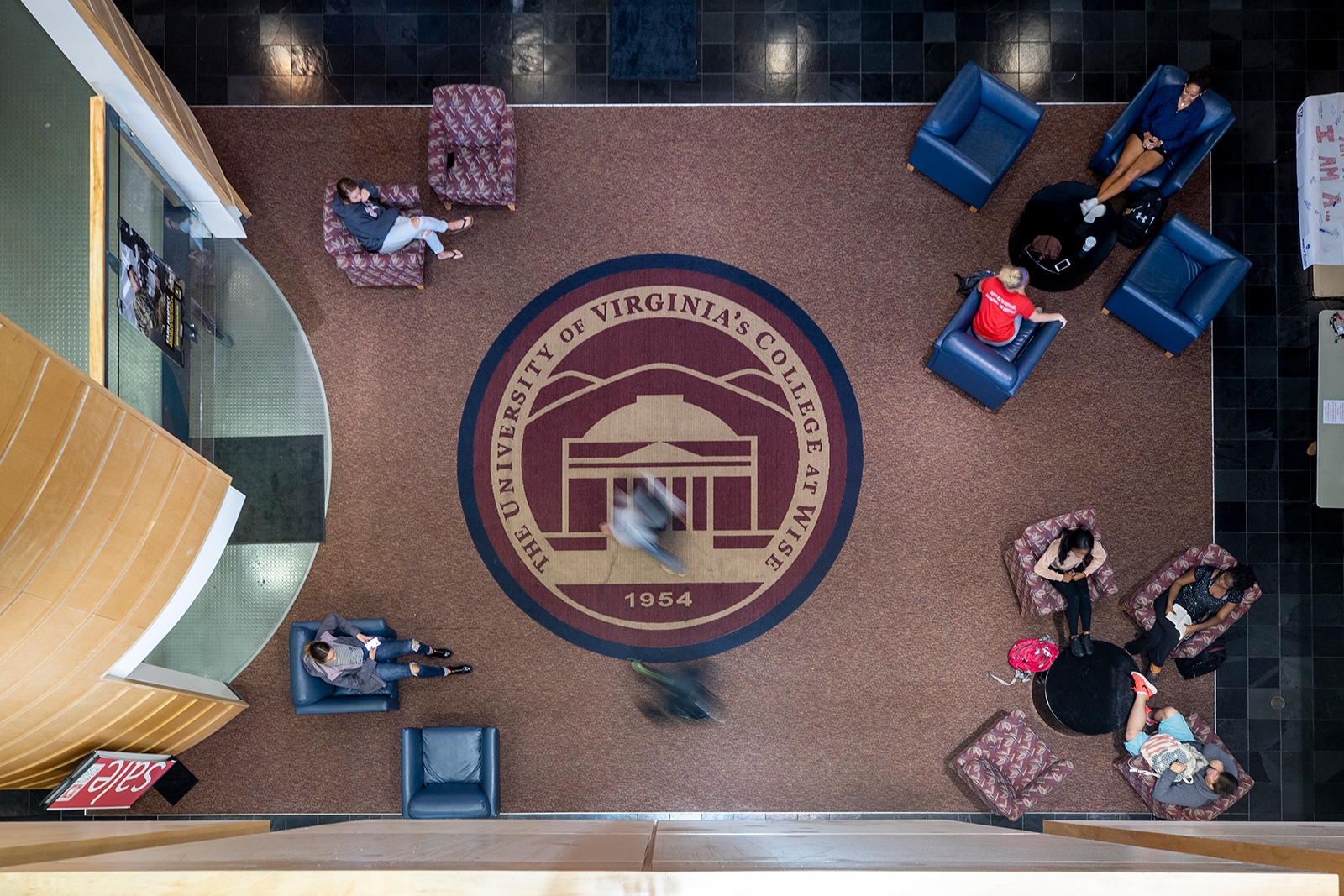 Overhead view of Student Center floor