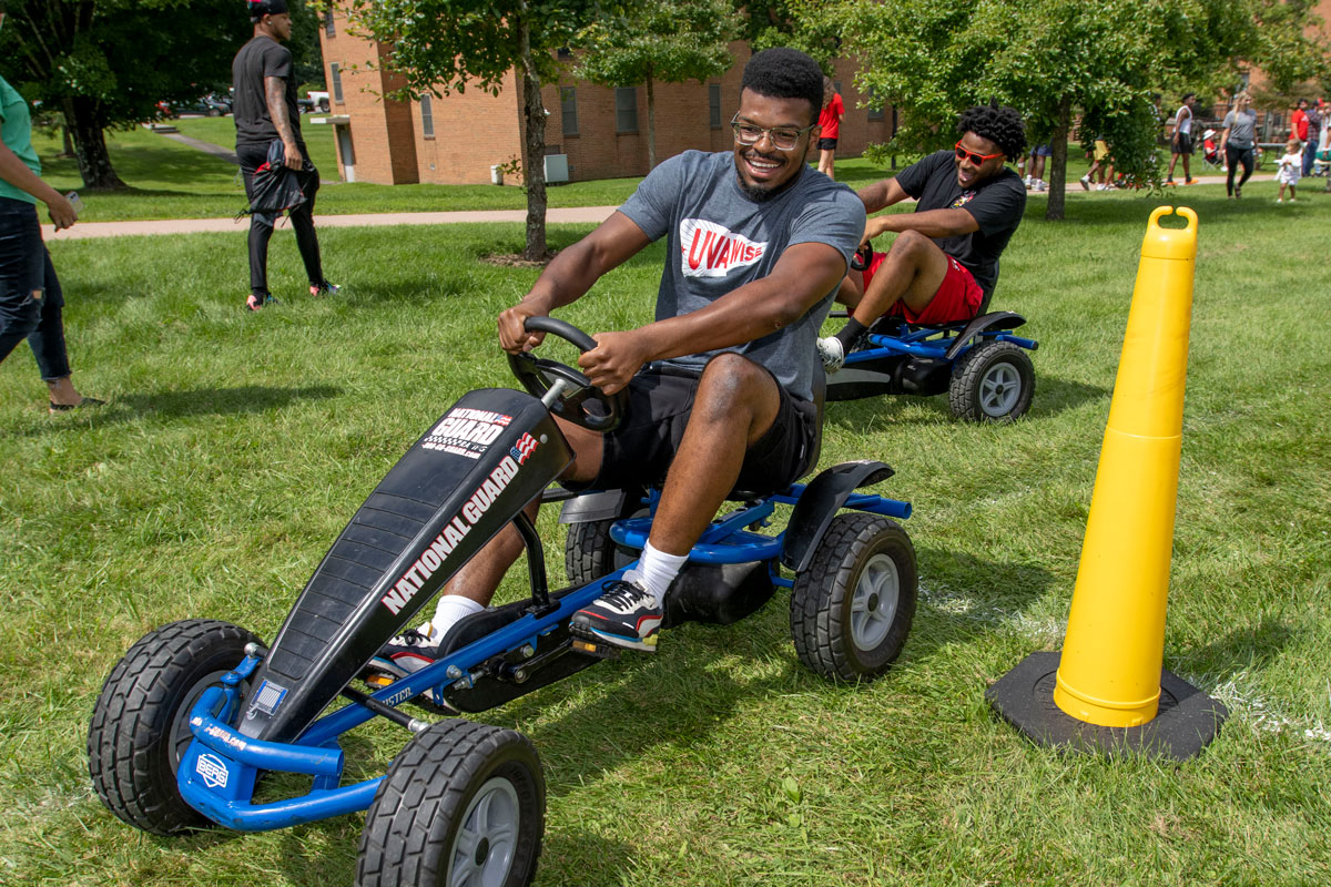 Students racing pedal carts