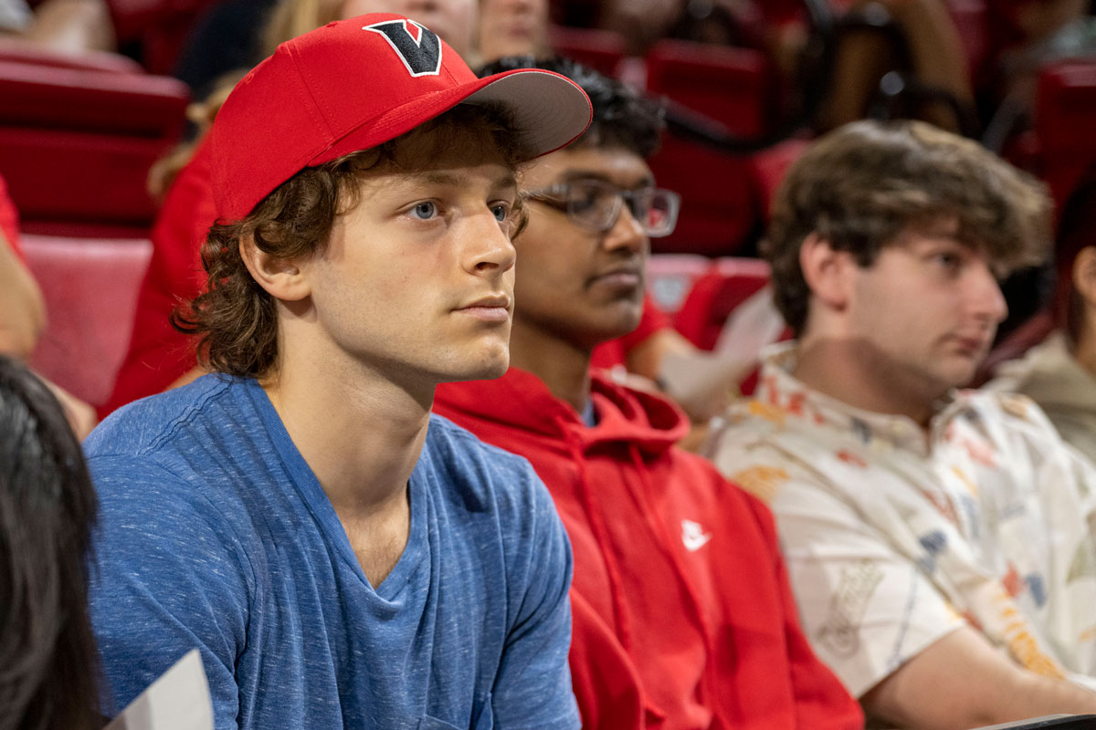 Students listening to Convocation speeches