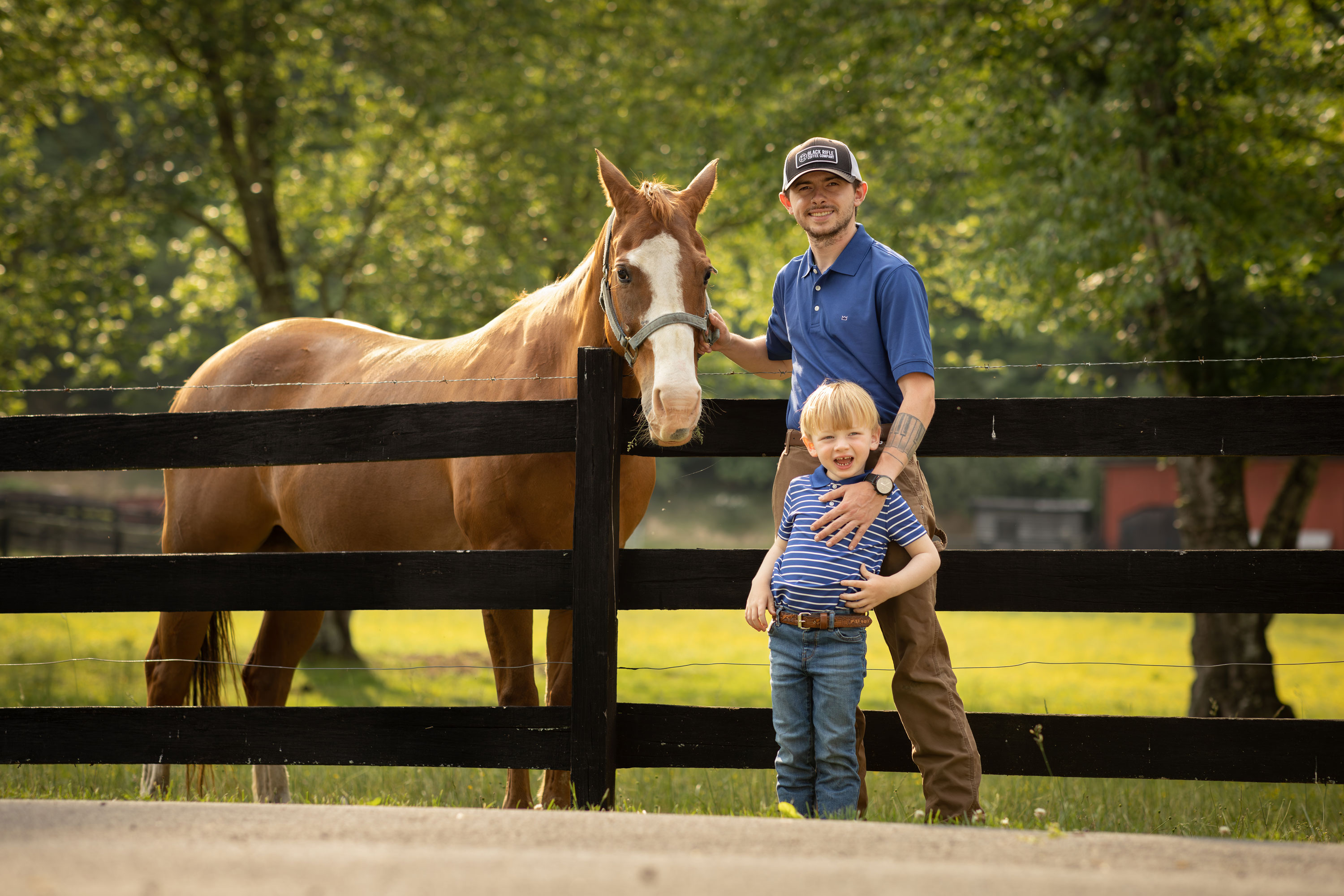 David Hollyfield and son with horse
