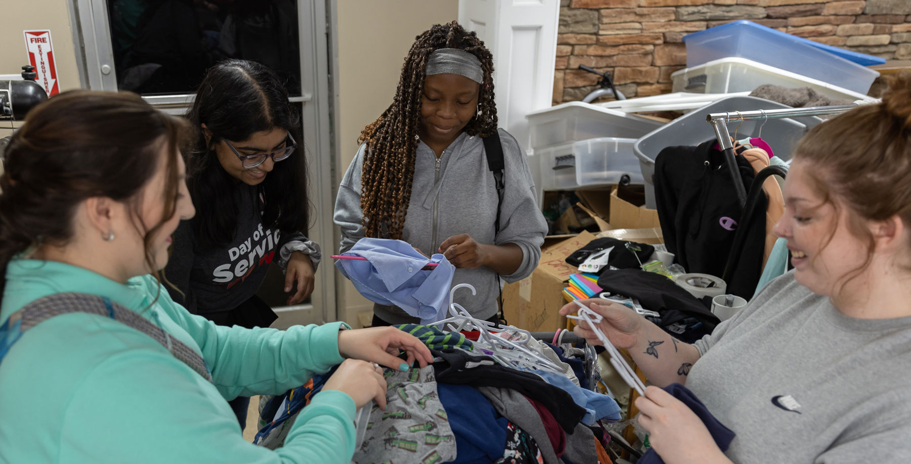 Student sorting items