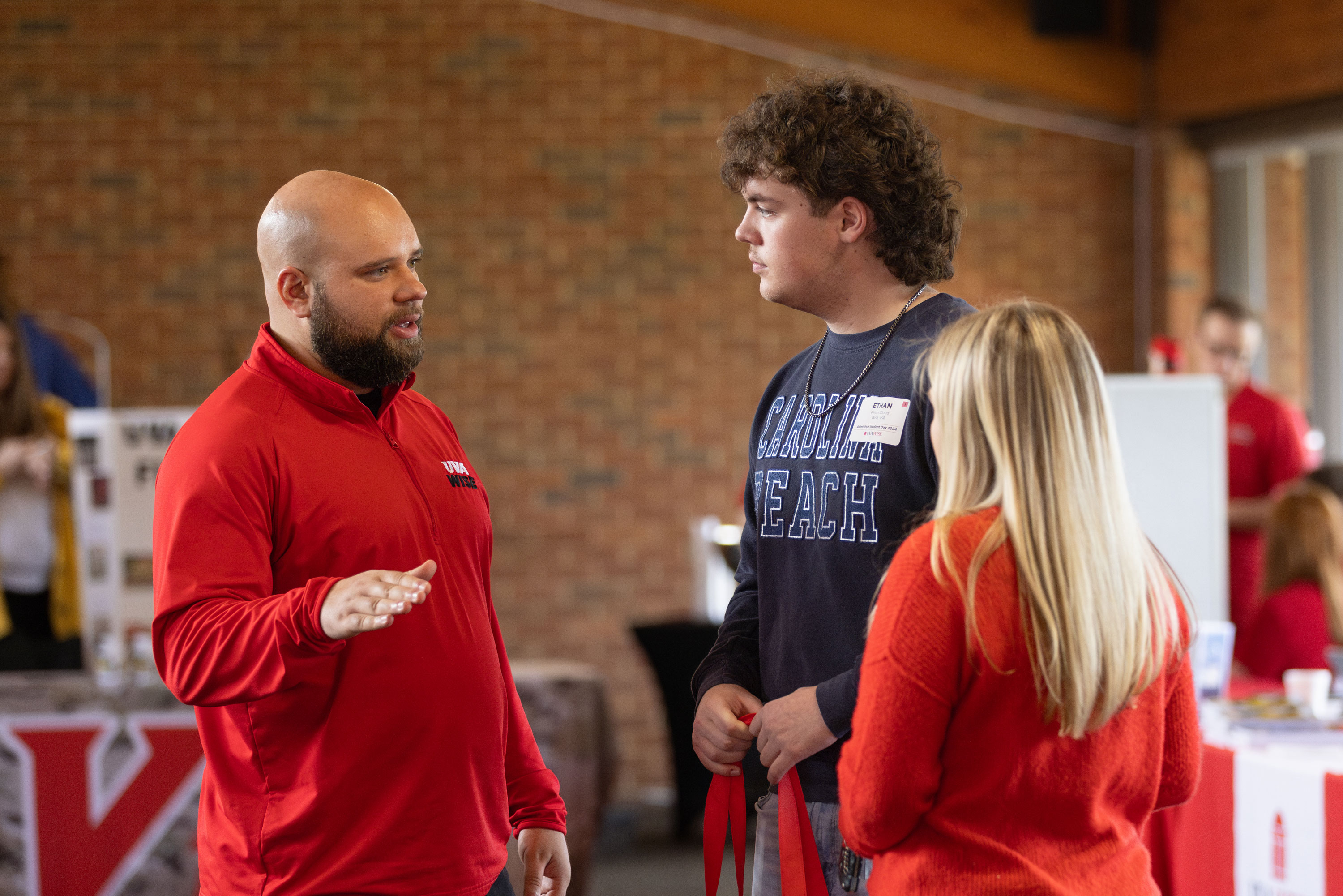 Admissions counselor with students