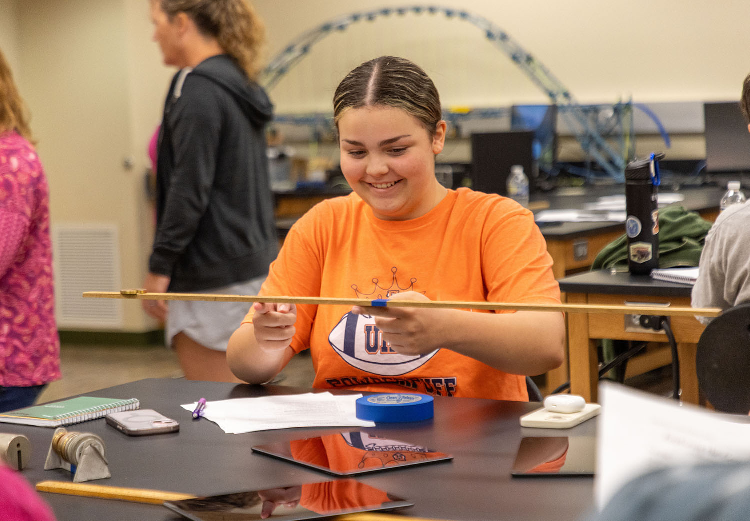 Students doing experiment