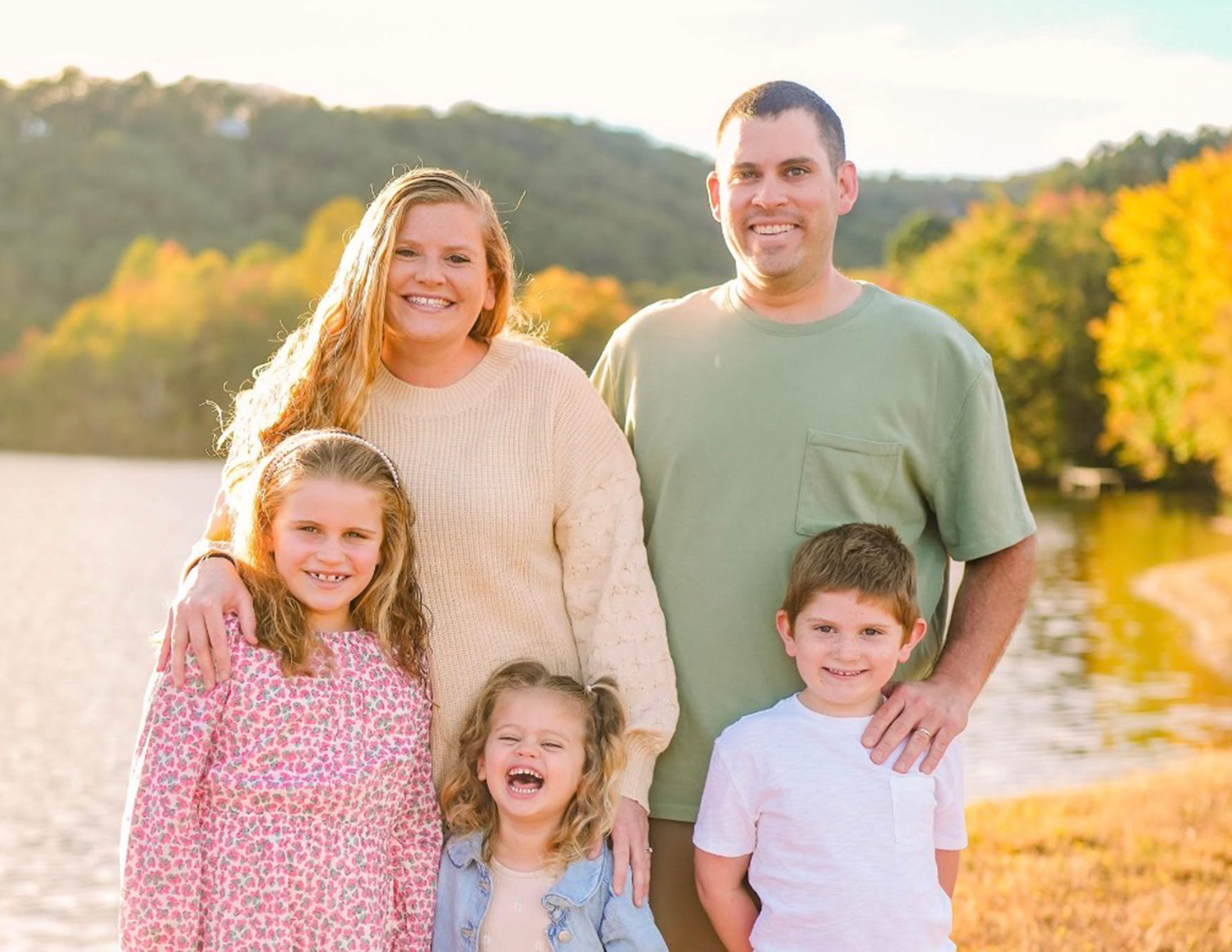 Family Photo of Katie Christian and Kids smiling