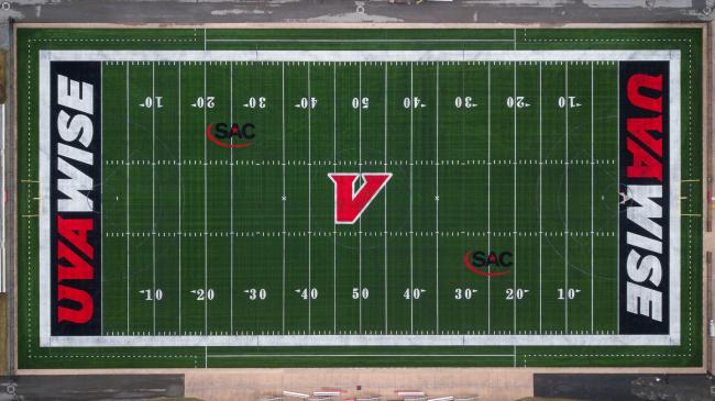 Aerial view of new turf