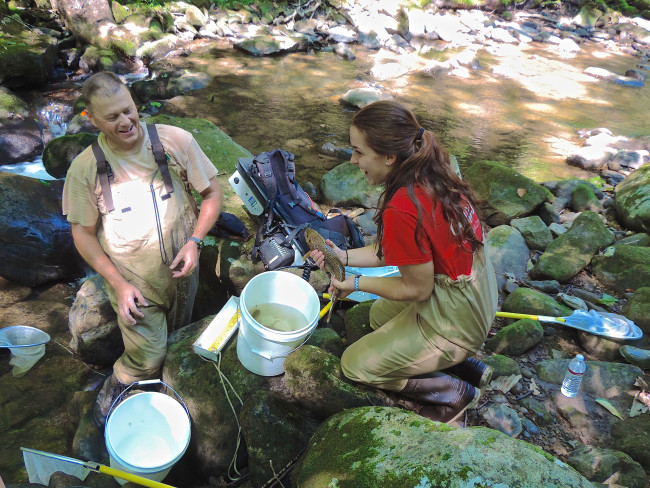 Conducting research in water in a stream