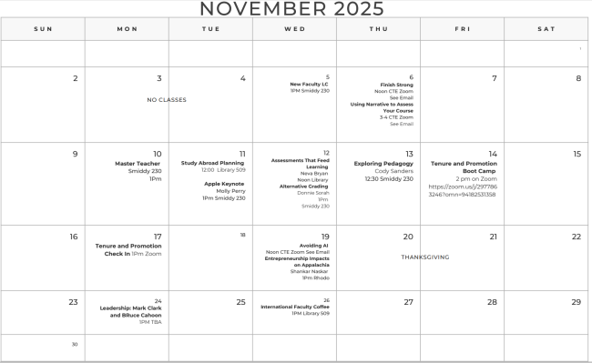 November calendar