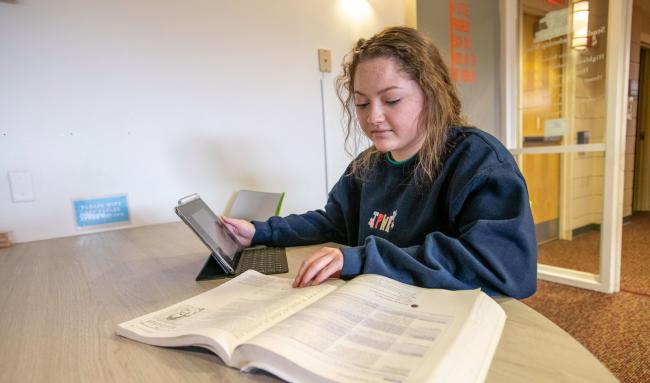 Student studying at desk