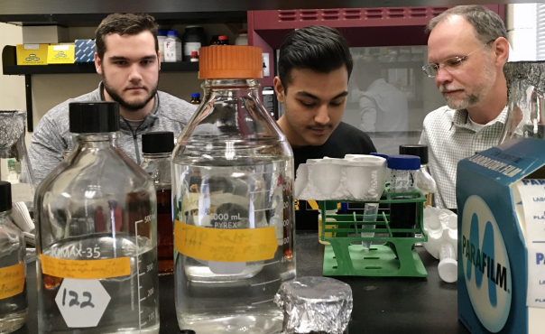 Professor Bruce Cahoon with students