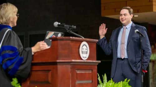 Chancellor Henry with SGA President Josh McCray