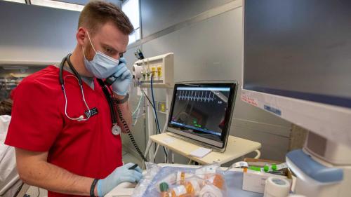 Nursing student in lab