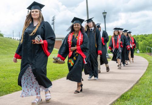 Members of the class of 2022 walk in to the ceremony