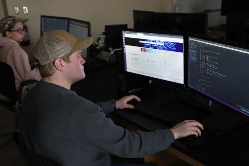 Students working at computers