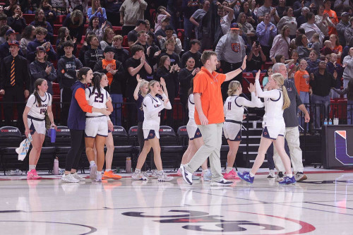Coach Slagle celebrating with team
