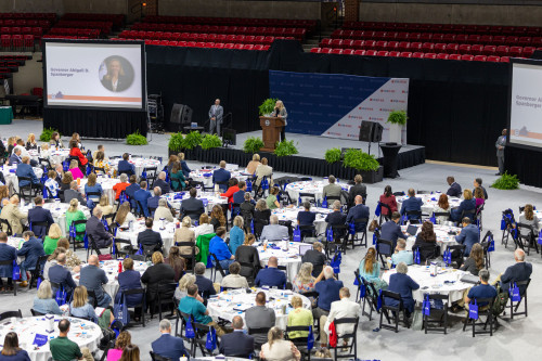 View of attendees seated at Economic Forum