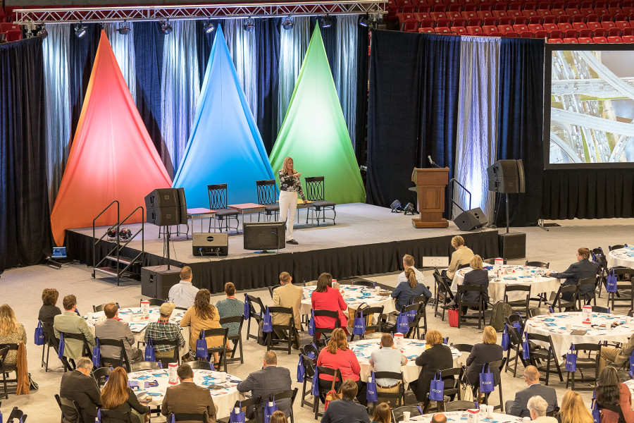 Presenting at forum on stage