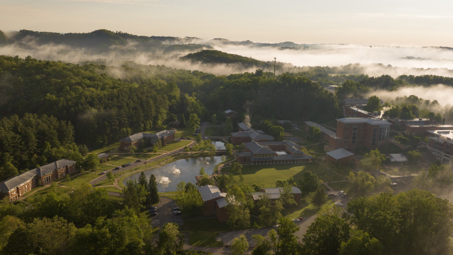 Clouds and mountain range view over UVA Wise campus