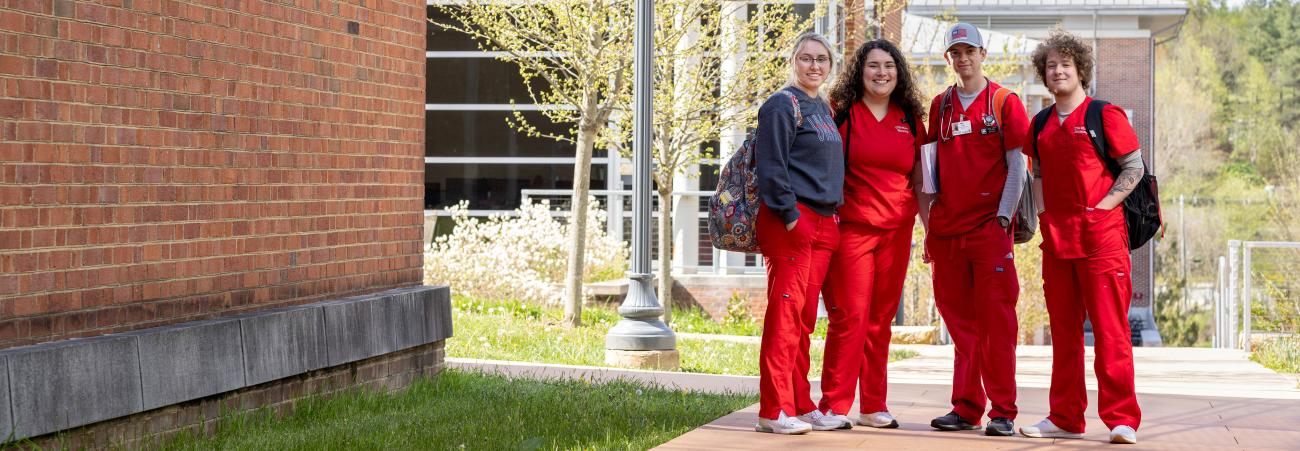 Group of nursing students on campus