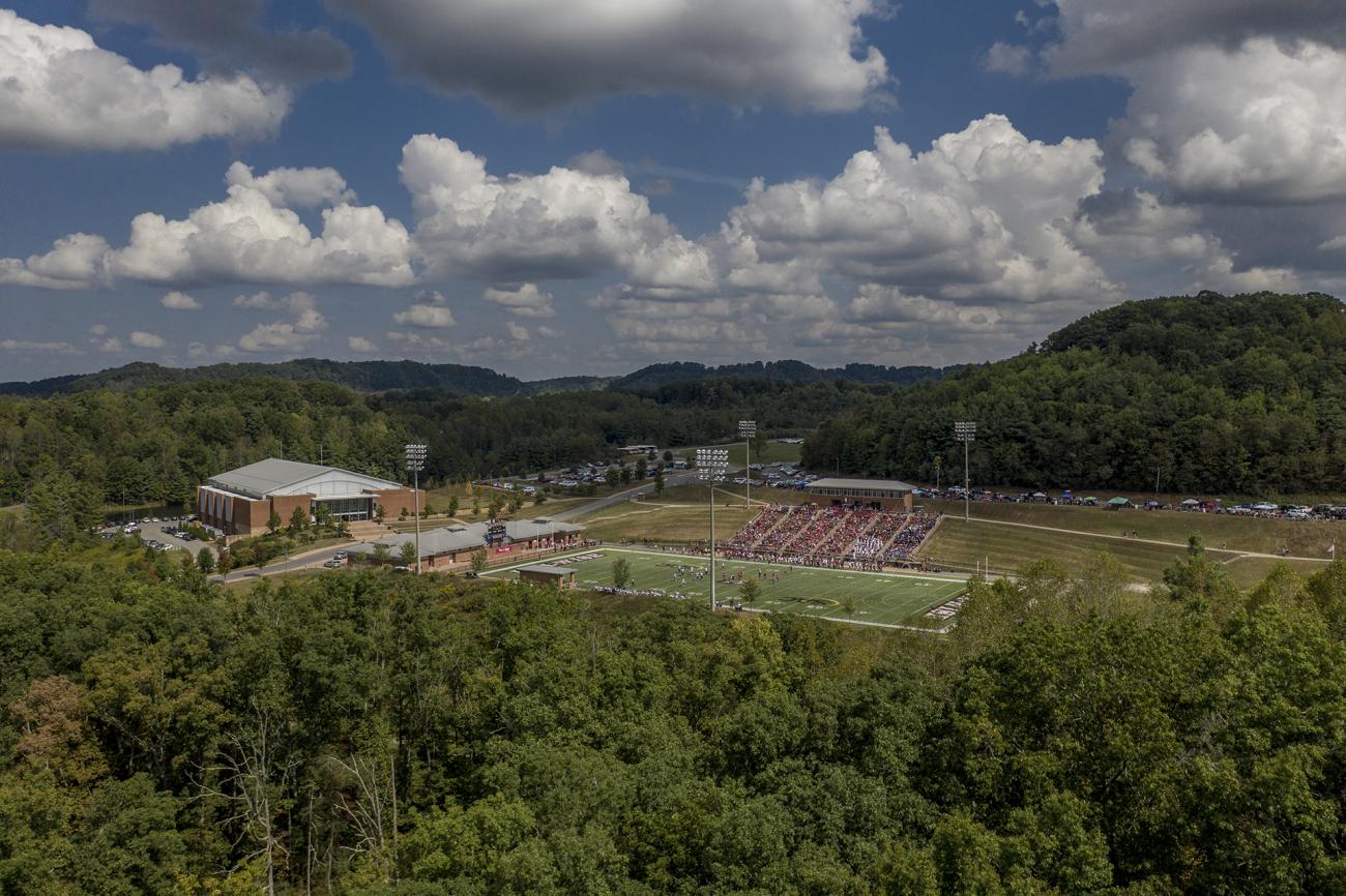 Drone shot of football field