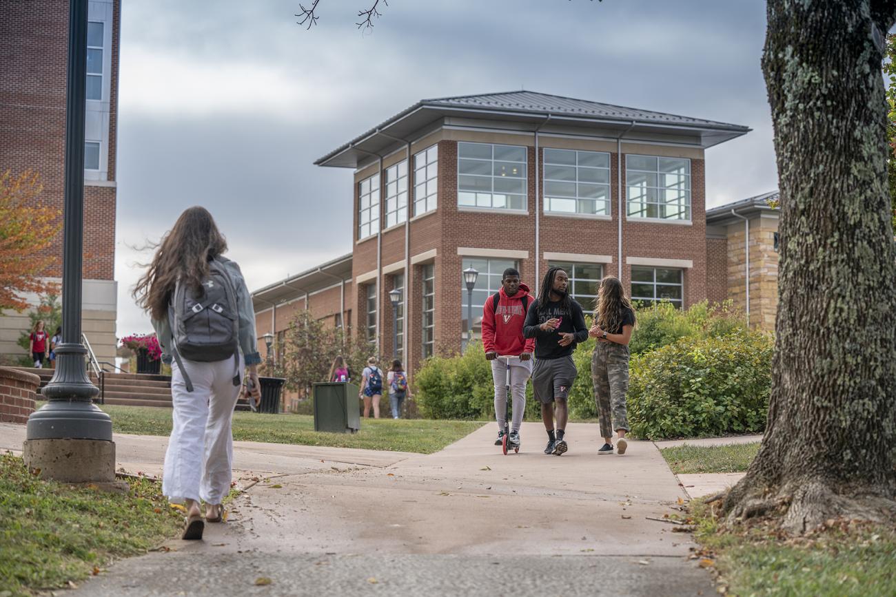 Students walking on campus