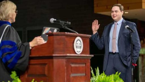 Chancellor Henry with SGA President Josh McCray