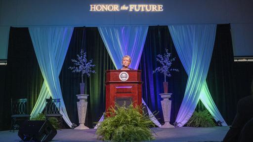Valerie Lawson welcomes Benefactors at annual celebration.