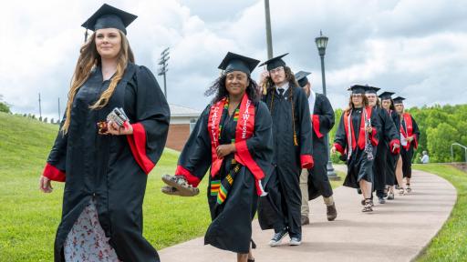 Members of the class of 2022 walk in to the ceremony