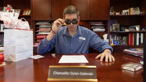 Dylan at Chancellor's desk