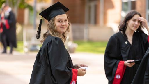 Students in caps and gowns