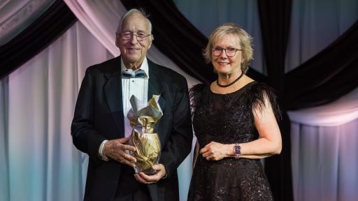 Don Green and Chancellor Henry celebrate at Benefactors' gala.