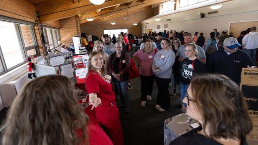 Students and parents at majors fair