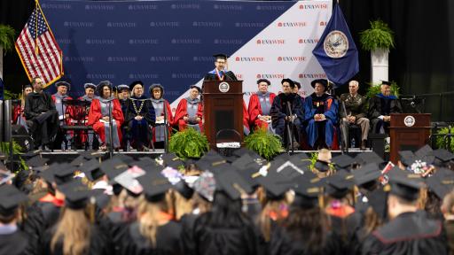 Chuck Slemp speaks during Commencement